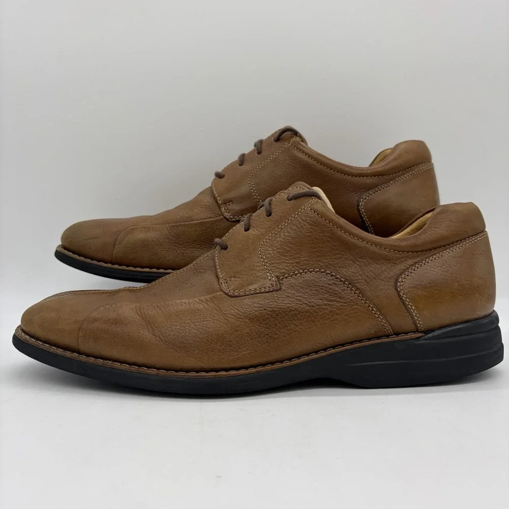 Johnston Murphy Mens 14 Shoes Shuler Bicycle Oxford Tan Sheepskin Lined 20-7223